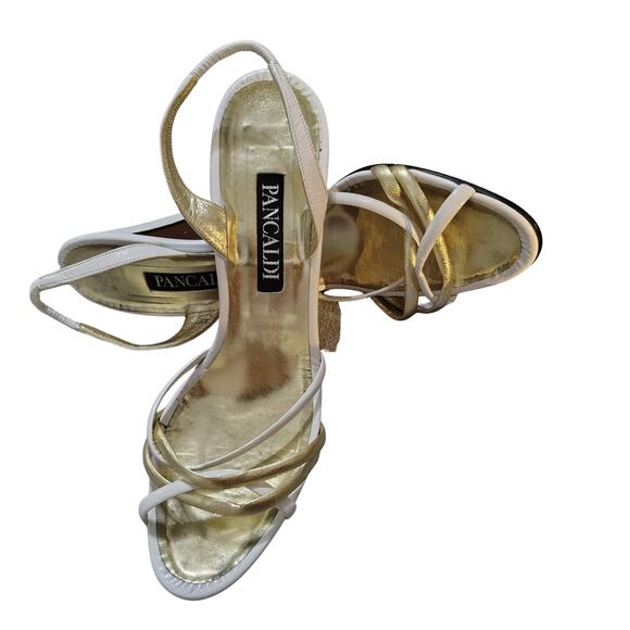 80s Pancaldi Italian Leather Strappy Heels 4 Inch Heel Size 7 1/2 AA Gently Used - Picture 1 of 12